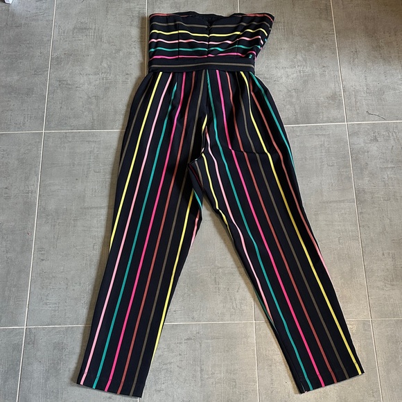New York & Company Black Multicolor Striped Jumpsuit - Picture 4 of 4